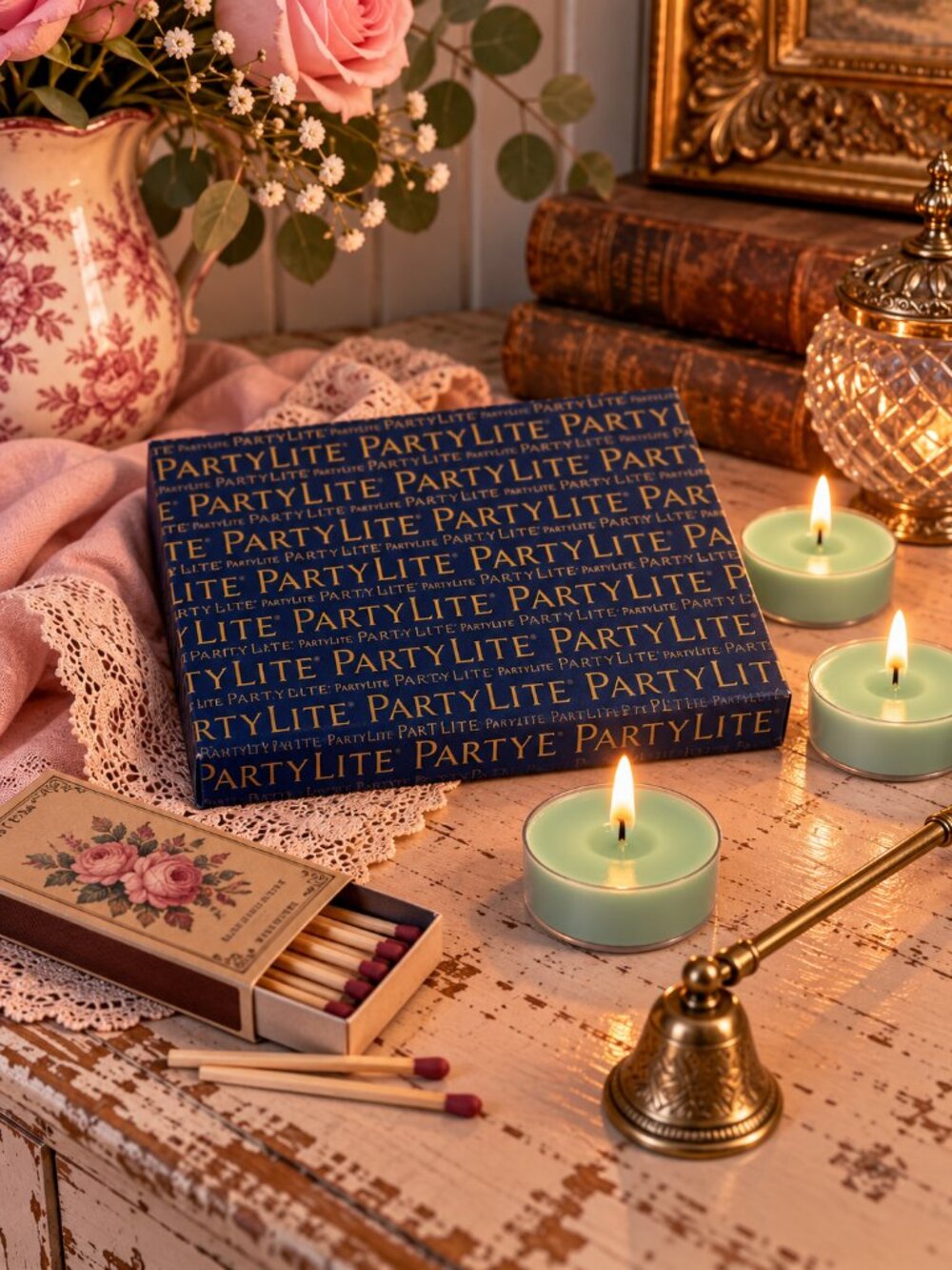 PartyLite White Lilac & Ivy Universal Tealight Candles Box of 12